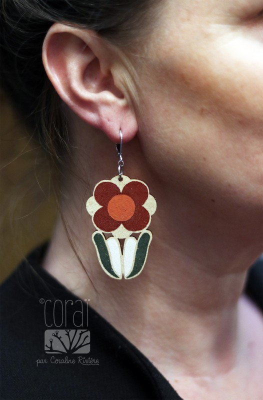 Grandes boucles d'oreilles grosse fleur vintage