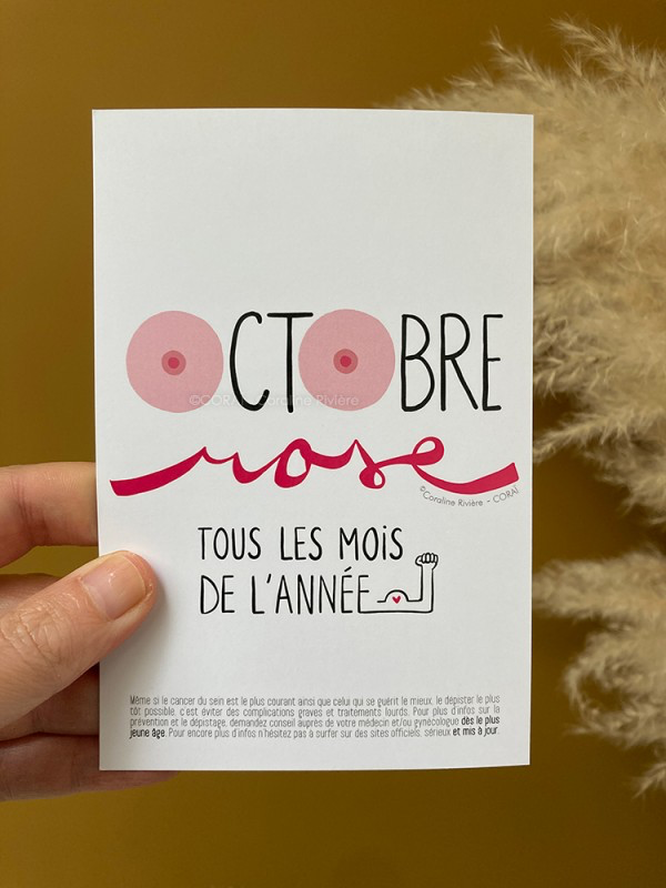 carte postale octobre rose tous les mois de l'année