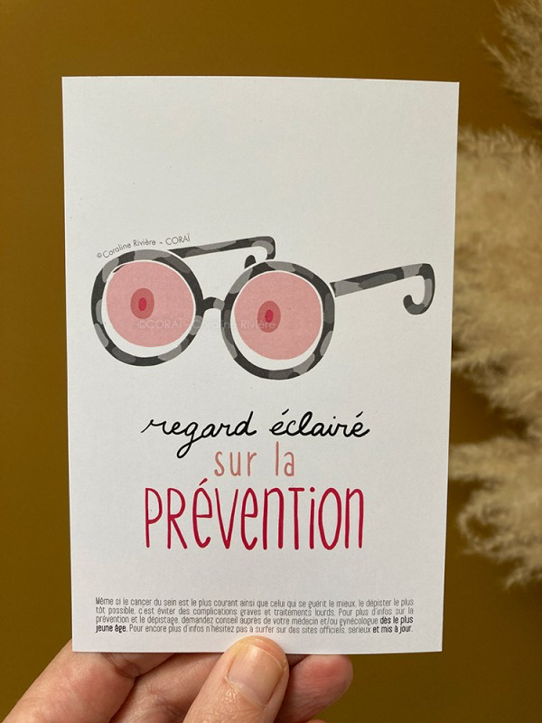 carte postale octobre rose regard éclairé sur la prévention