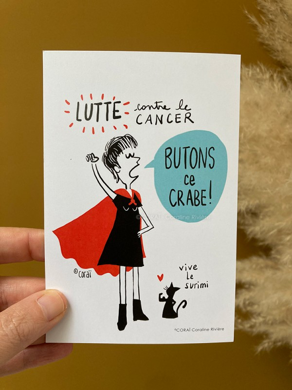 carte postale cancer du sein Butons ce crabe !