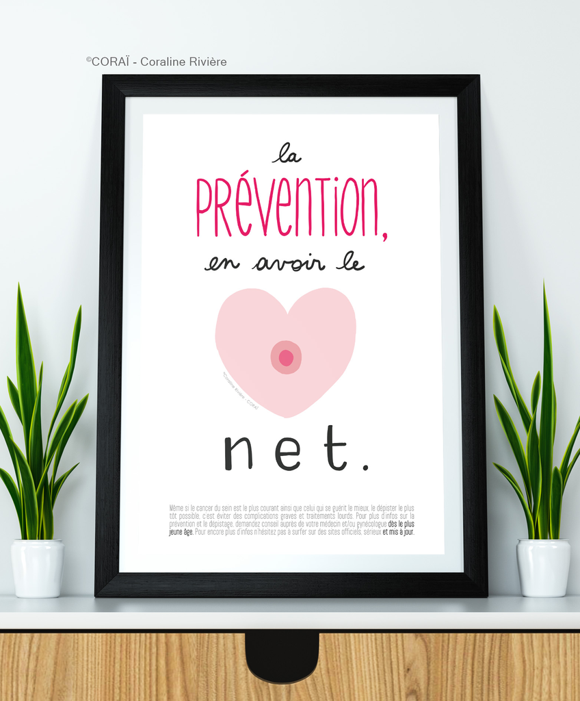 Affiche prévention cancer du sein en avoir le coeur net
