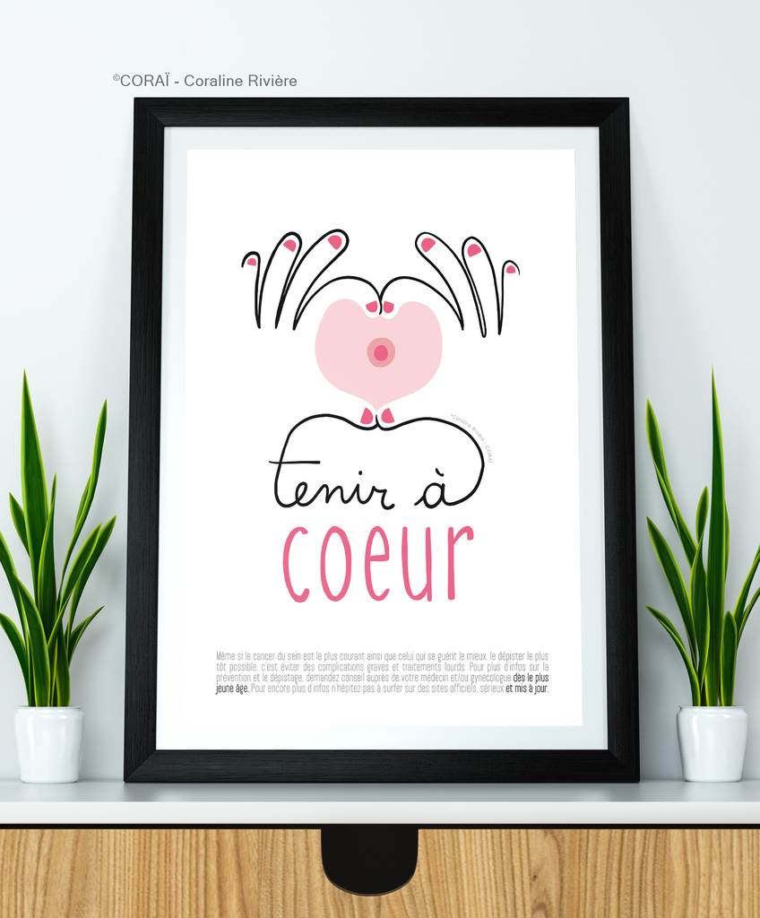 Affiche prévention cancer du sein tenir à coeur
