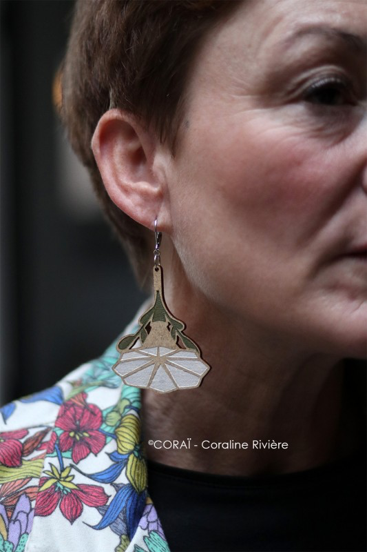 Grandes boucles d'oreilles nature fleur de liseron blanche