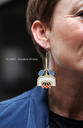 Grandes boucles d'oreilles motif fleur rétro Bleu et rouge